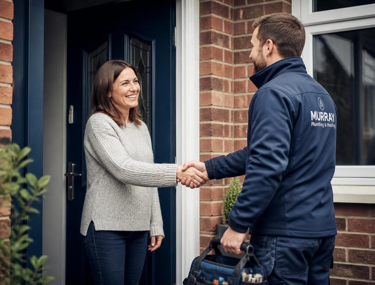 Homeowner welcoming a trusted local contractor at her door