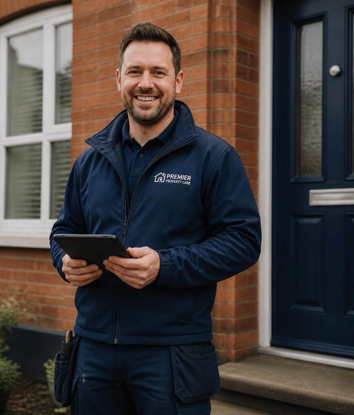 Local Northern Ireland tradesperson outside a homeowner's front door